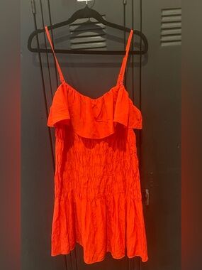 NWT! Women's Red Mini Dress with Ruffle Neckline